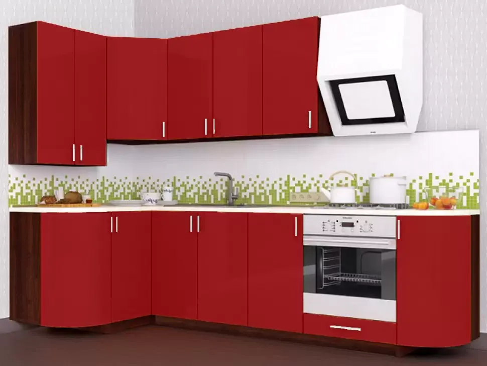 Красная угловая кухня Color-MIX VIP-Master 2700x1300 Красная угловая кухня Color-MIX VIP-Master 2700x1300