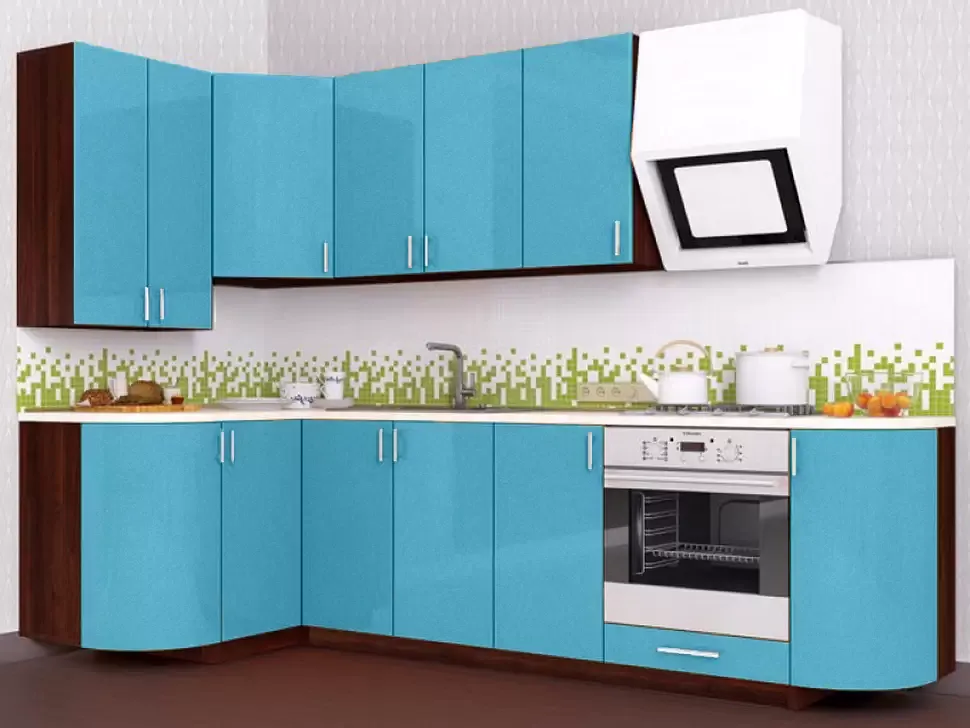 Голубая металлик угловая кухня Color-MIX VIP-Master 2700x1300 Голубая металлик угловая кухня Color-MIX VIP-Master 2700x1300