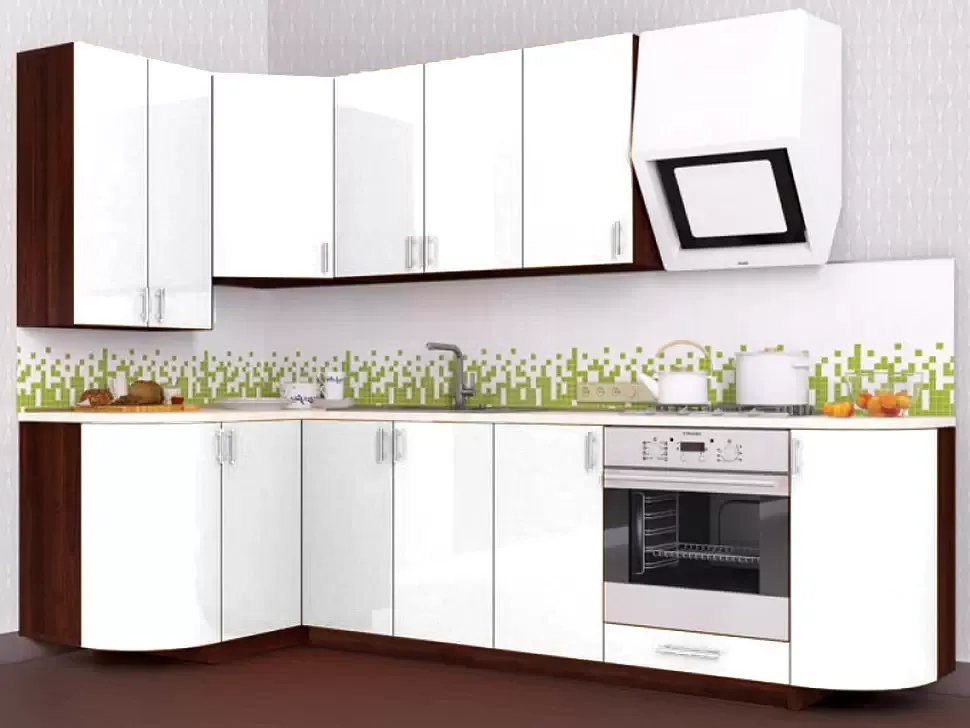 Белая металлик угловая кухня Color-MIX VIP-Master 2700x1300 Белая металлик угловая кухня Color-MIX VIP-Master 2700x1300