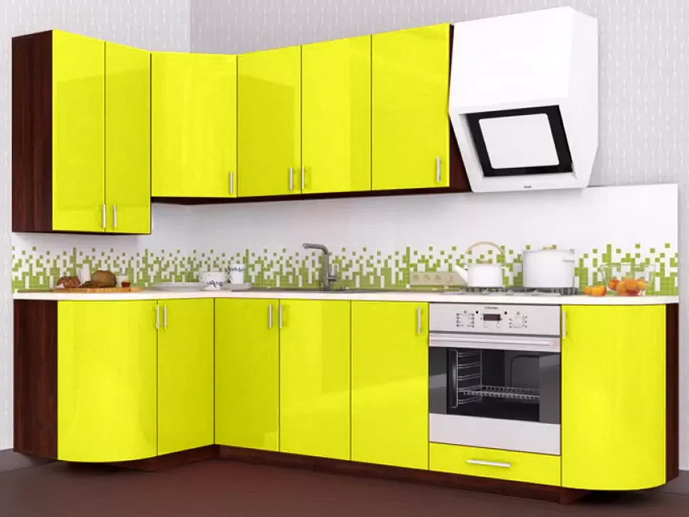 Желтая металлик угловая кухня Color-MIX VIP-Master 2700x1300 Желтая металлик угловая кухня Color-MIX VIP-Master 2700x1300
