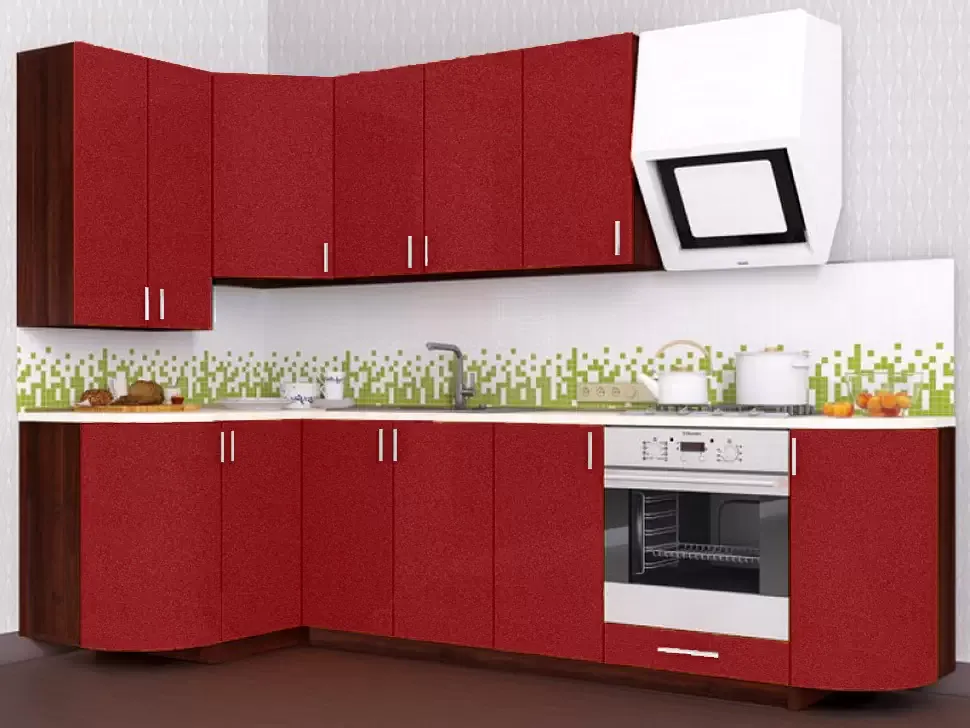 Красная металлик угловая кухня Color-MIX VIP-Master 2700x1300 Красная металлик угловая кухня Color-MIX VIP-Master 2700x1300