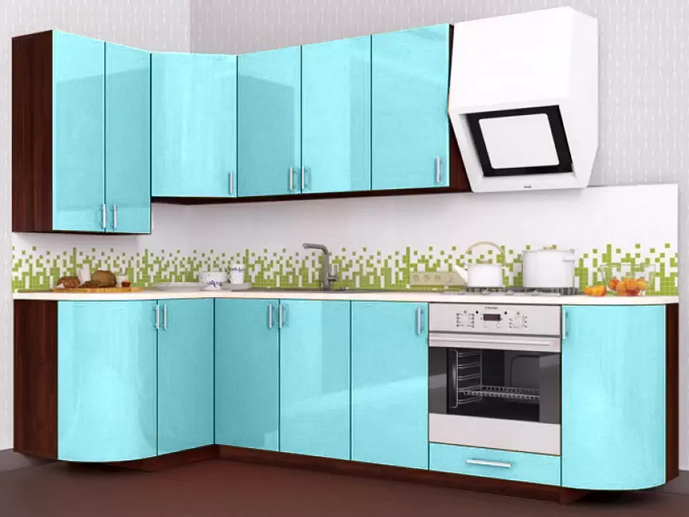 Голубая металлик угловая кухня Color-MIX VIP-Master 2700x1300 Голубая металлик угловая кухня Color-MIX VIP-Master 2700x1300