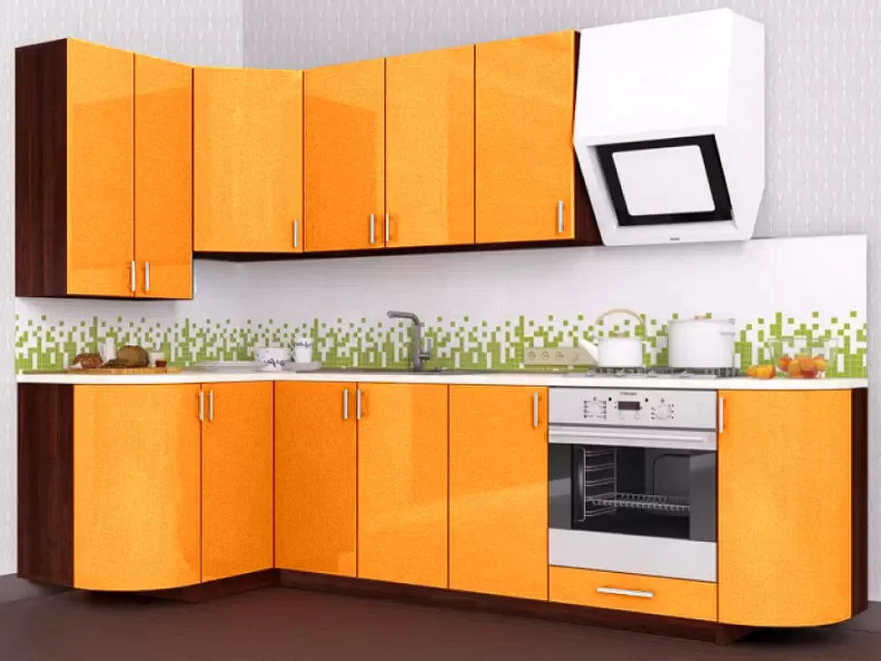 Оранжевая металлик угловая кухня Color-MIX VIP-Master 2700x1300 Оранжевая металлик угловая кухня Color-MIX VIP-Master 2700x1300
