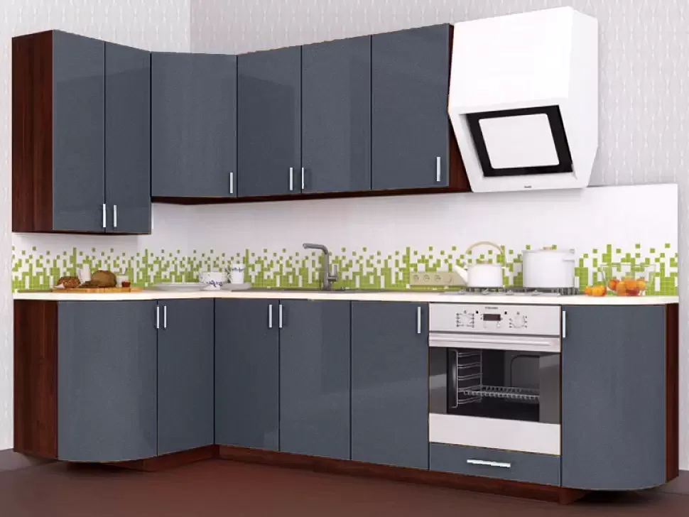 Серая металлик угловая кухня Color-MIX VIP-Master 2700x1300 Серая металлик угловая кухня Color-MIX VIP-Master 2700x1300