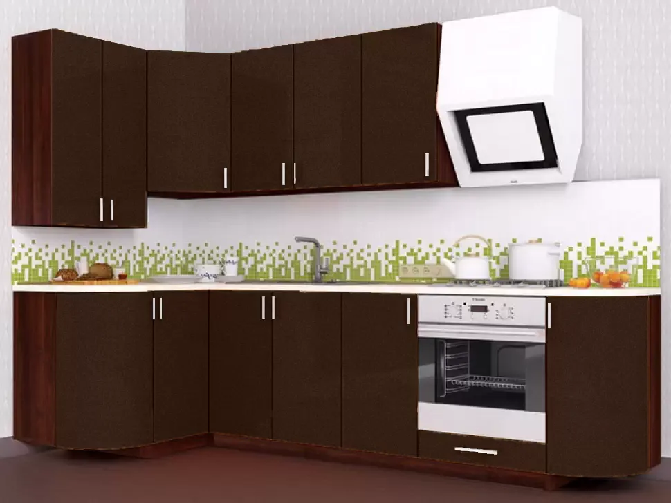 Коричневая металлик угловая кухня Color-MIX VIP-Master 2700x1300 Коричневая металлик угловая кухня Color-MIX VIP-Master 2700x1300