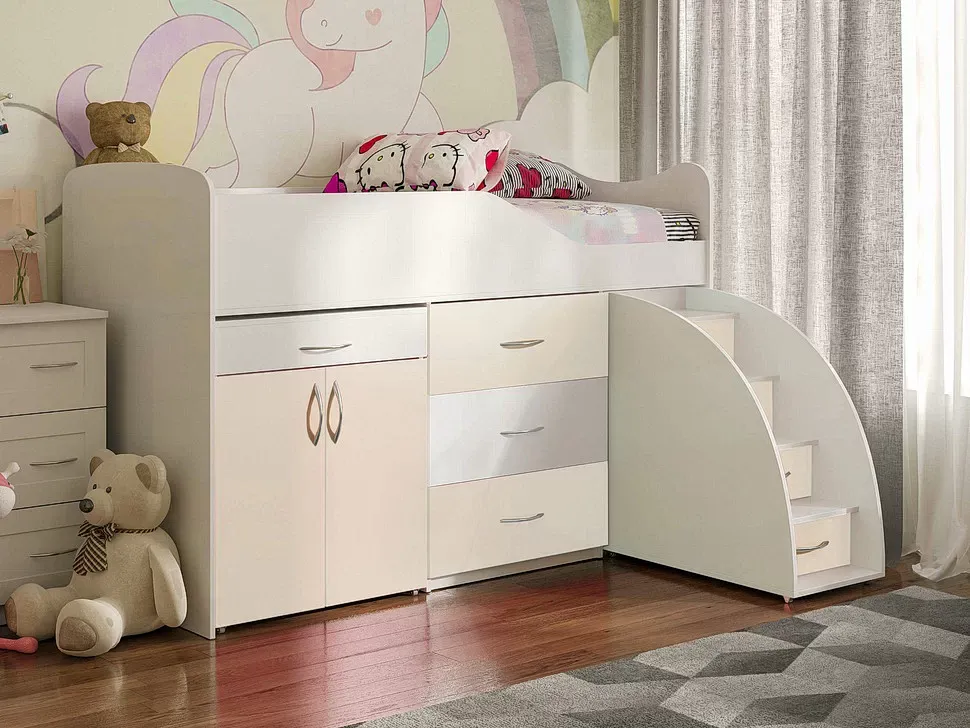 Детская кровать-комната Bed-Room №5 + стол Viorina DEKO корпус белый фото 11