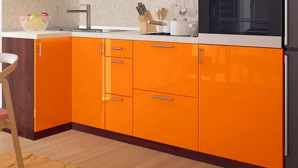Кутова кухня Колор-Мікс 2,4×1,0 м помаранчева (з пеналом) Віп-Майстер2400×2140×1000 фото 3 Кутова кухня Колор-Мікс 2,4×1,0 м помаранчева (з пеналом) Віп-Майстер2400×2140×1000 фото 3