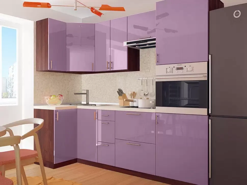 Фіалковий Глянець Кутова кухня Колор-Мікс 2,4×1,0 м помаранчева (з пеналом) Віп-Майстер2400×2140×1000 Фіалковий Глянець Кутова кухня Колор-Мікс 2,4×1,0 м помаранчева (з пеналом) Віп-Майстер2400×2140×1000