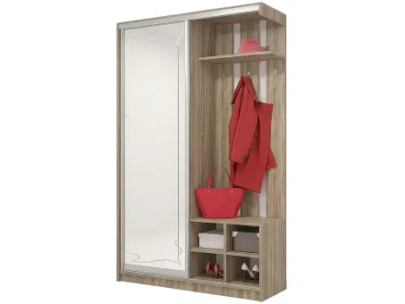 Шкаф-купе прихожая Альфа зеркало с рисунком Вип-Мастер 1200x450x2200 1,2 метра