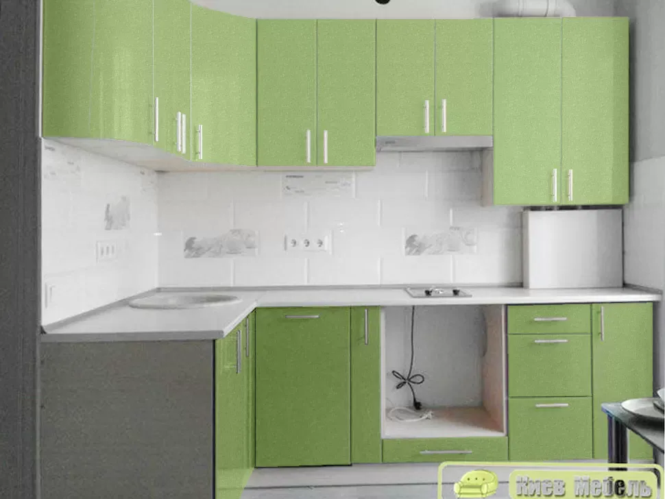 Фисташка Металлик Угловая кухня МоДа 2,0×2,5 м радиусная Вип-Мастер Фисташка Металлик Угловая кухня МоДа 2,0×2,5 м радиусная Вип-Мастер