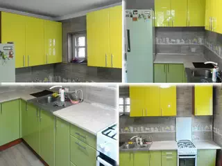 Купить угловую кухню Color-MIX VIP-Master 2300x1300 Двухцветная (желто-оливковая)