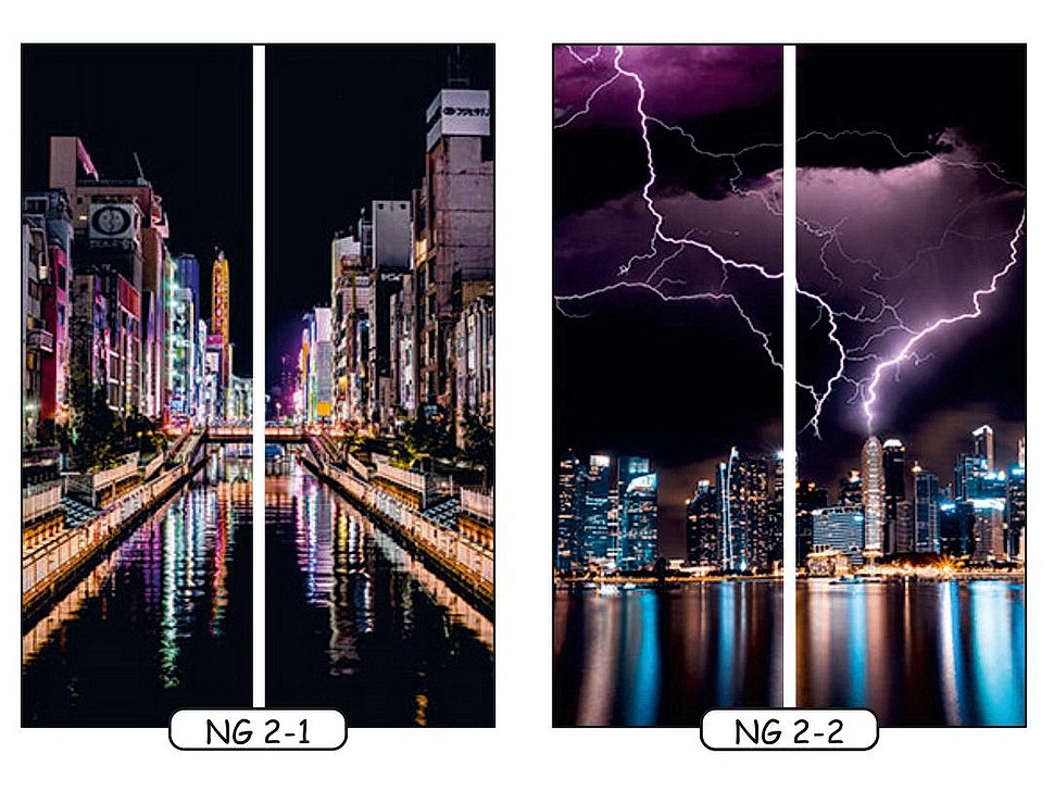 Фотопечать ночной город 1 для двухдверного шкафа-купе Феникс