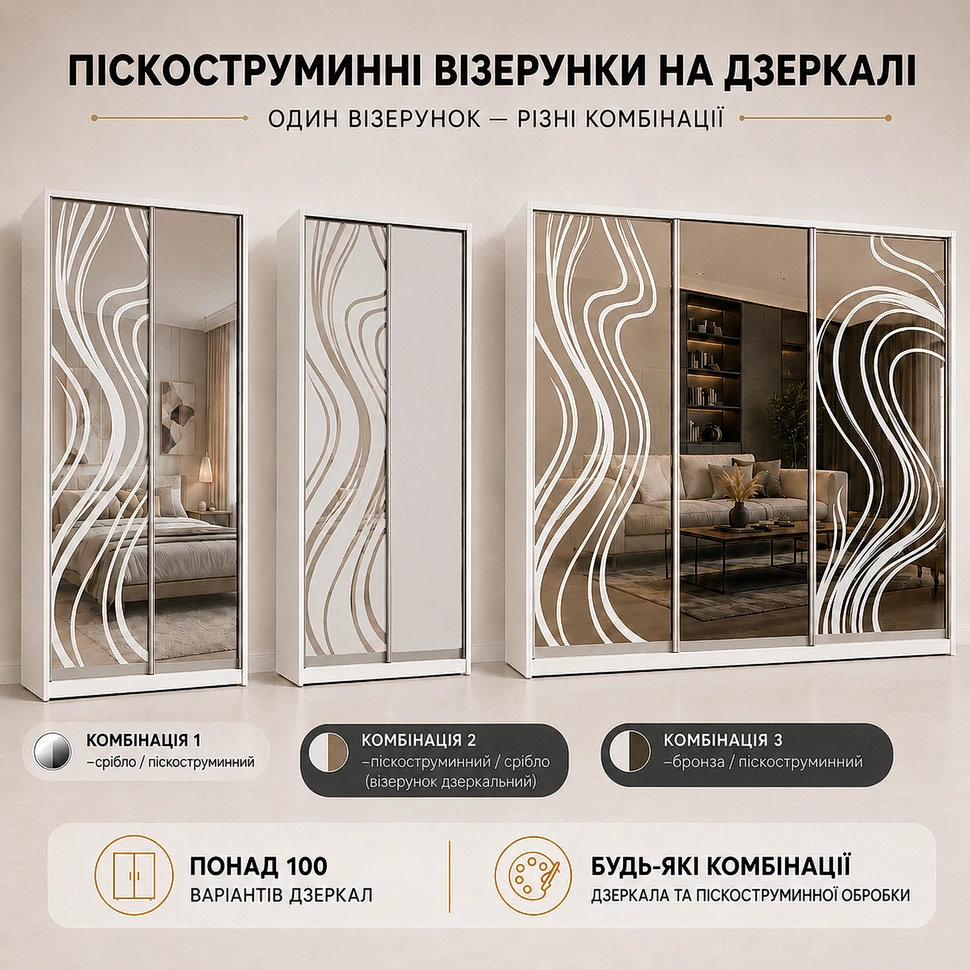 Приклад шафи-купе з піскоструминним малюнком